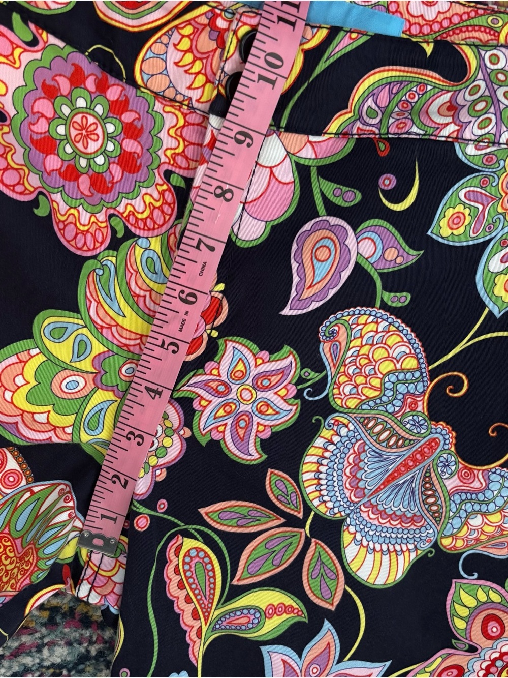 Escada Sport Kate Pants Womens 46 Us 16 Black Colorful Floral Paisley Flare Leg - Picture 12 of 15